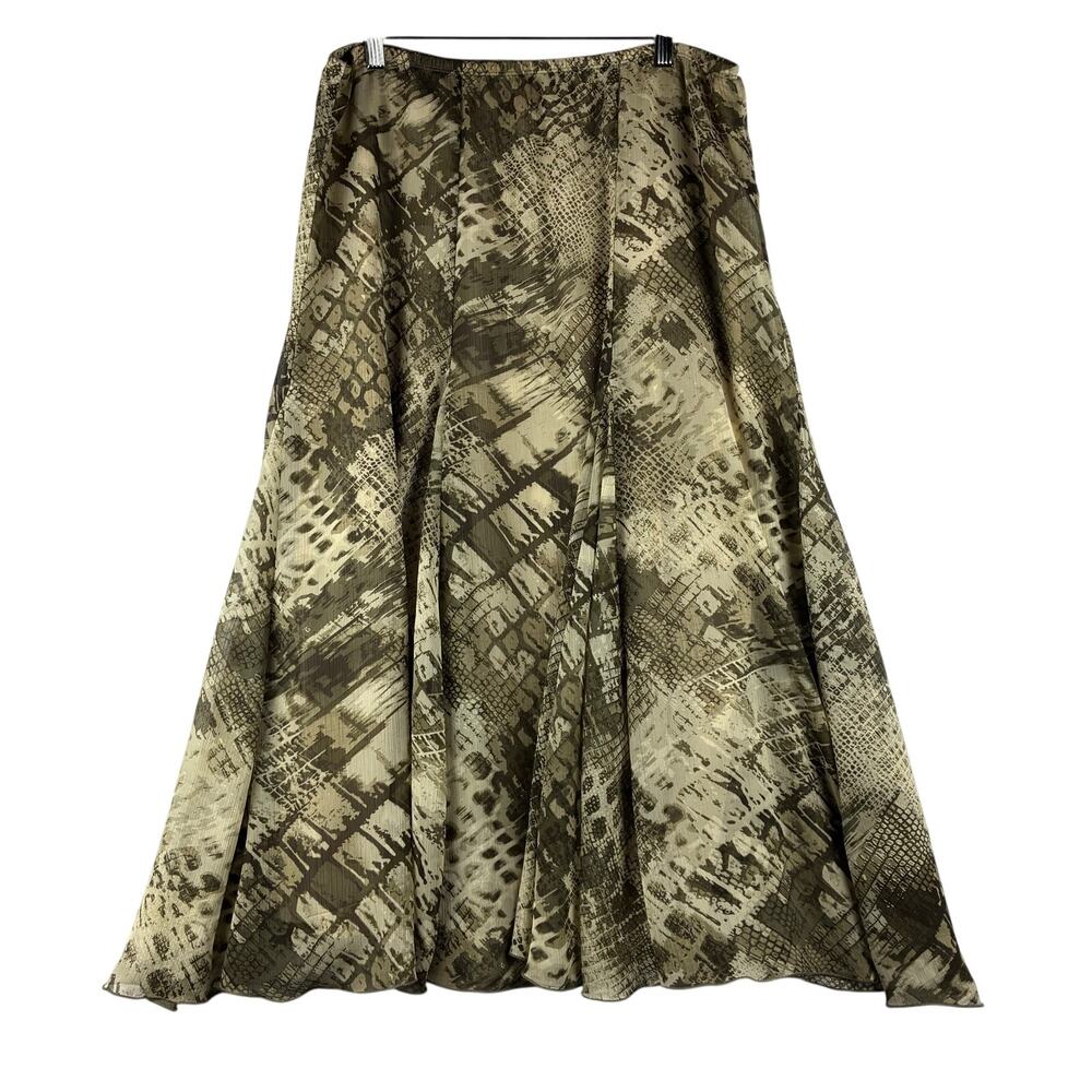 Ruby Rd. A Line Chiffon Maxi Skirt Womens 14 Snakeskin Animal Print Flowy Boho